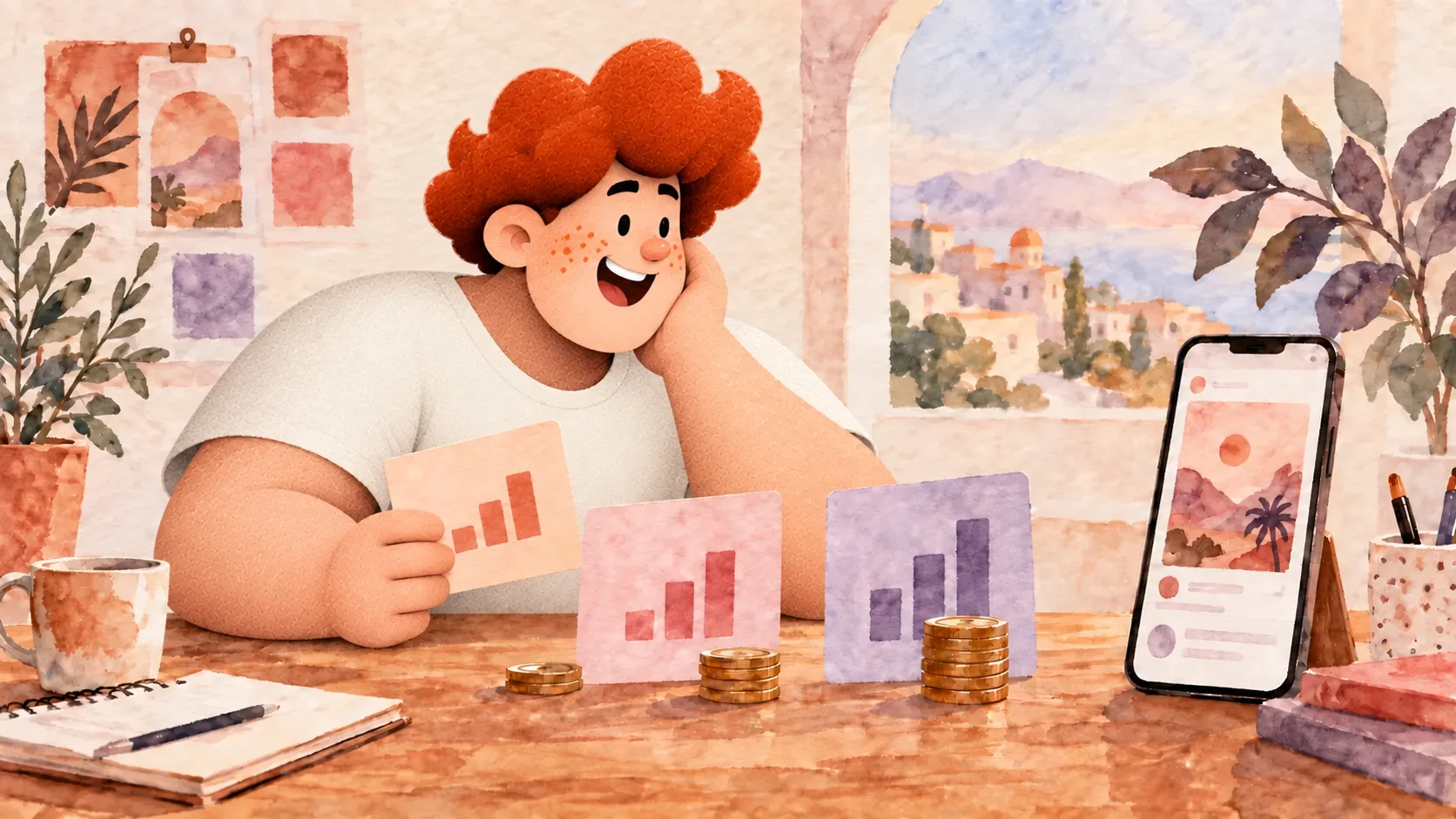 How Much Does It Cost to Advertise on Instagram? watercolor illustration
